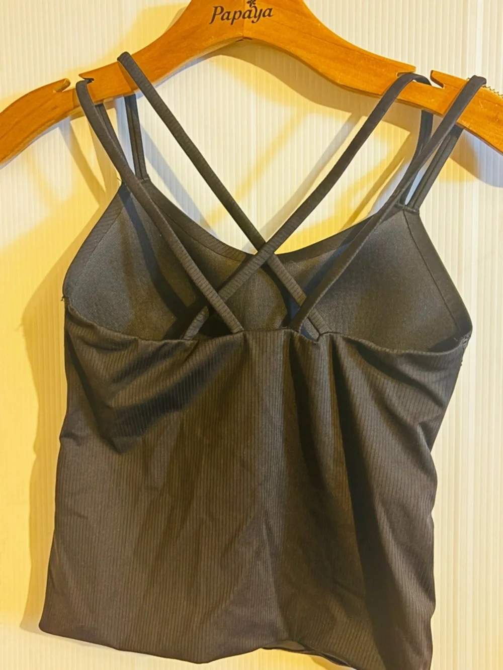 Black Ribbed Double-Strap Camisole - Picture 3 of 5